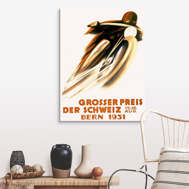 «Grosser Preis Der Schweiz, 1931» par Ernst Ruprecht, reproduction sur toile, H 40 po x l 30 po x P 1,25 po, Toile tendue