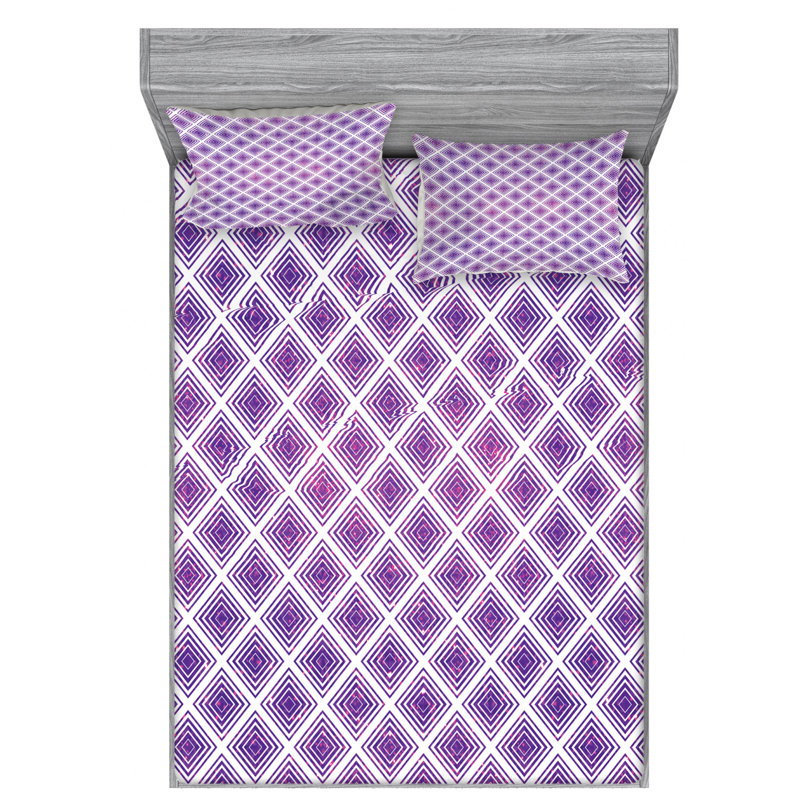 Microfiber Geometric Sheet Set, Twin XL Sheet Set with Fitted Sheet