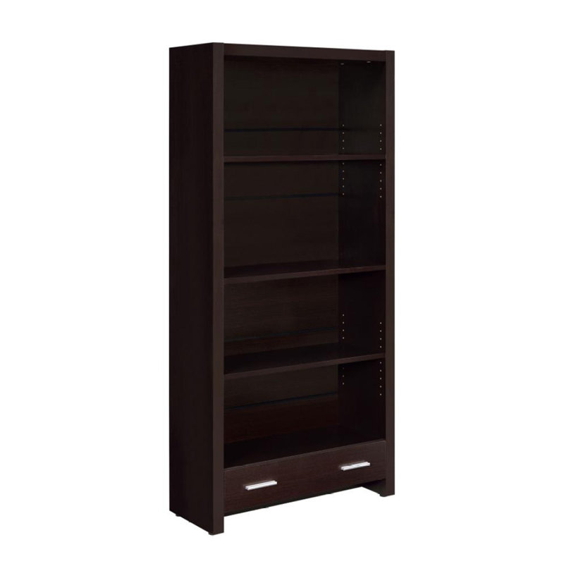 Bibliothèque à 4 tablettes avec tiroir de rangement au fini cappuccino