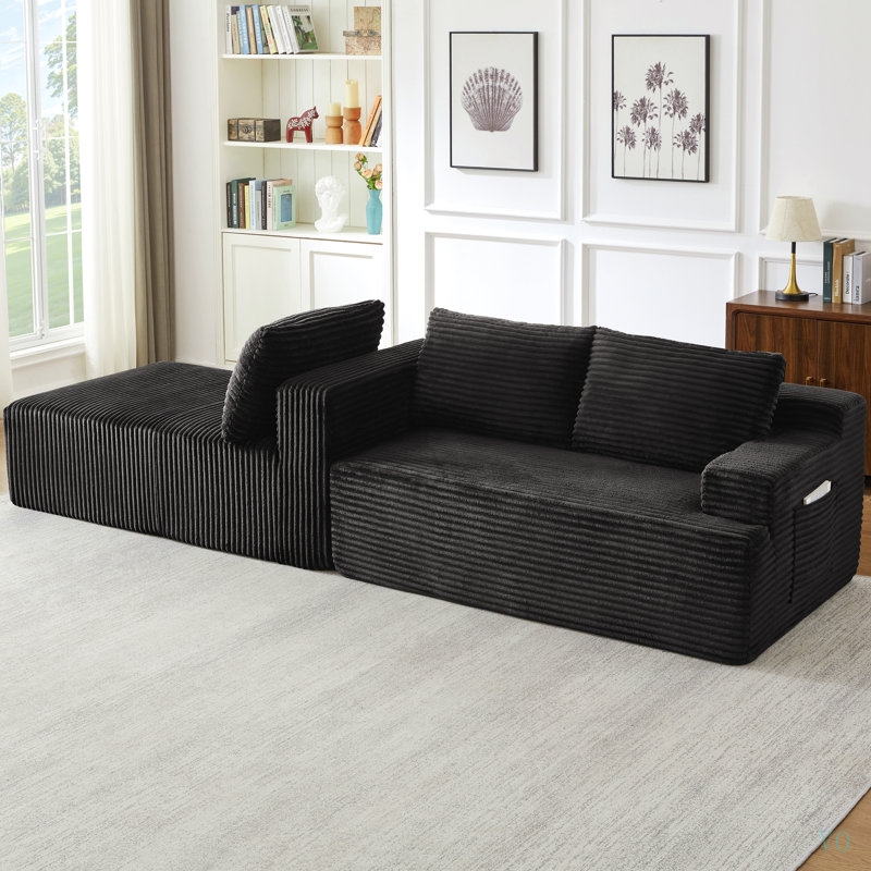 Canapé d'angle infonuagique en forme de L avec assise profonde, aucun assemblage requis, canapé-lit modulable pour salon, chambre, appartement