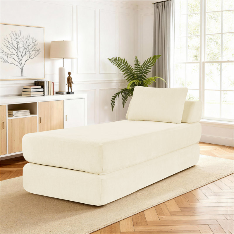 Convertible Daybed &Guest Bed Fold Out Sleeper With Queen Size Mattress, 20, Beige