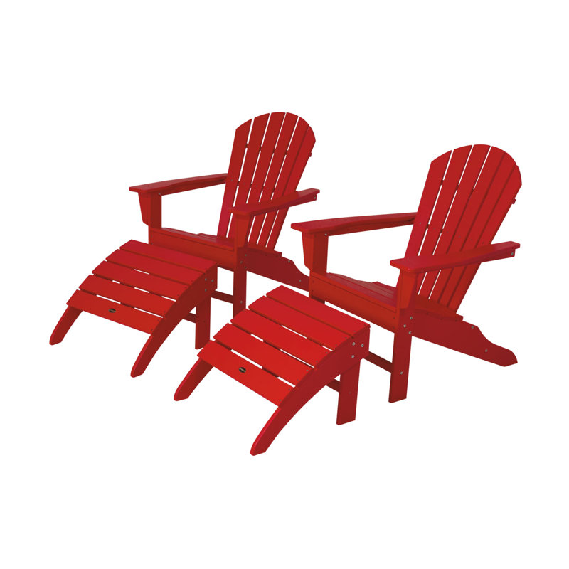 POLYWOOD South Beach 4-Piece Adirondack Set, Sunset Red