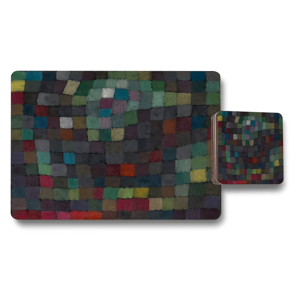Elegant Multicolor Mosaic Placemats And Coaster Set For Dining Table