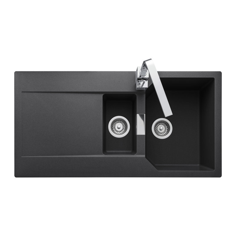 Mayon 1.5 Bowl Inset Kitchen Sink, Ash Black