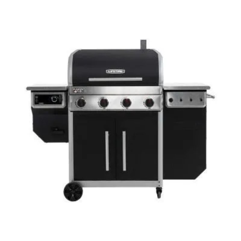 Lifetime 4 - Burner Portable Gas and Charcoal Grill with Side Burner and Cabinet