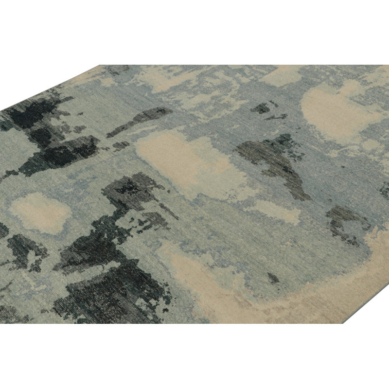 Distressed Homage Hand Knotted Wool Abstract Area Rug, Rectangle 10' x 14'