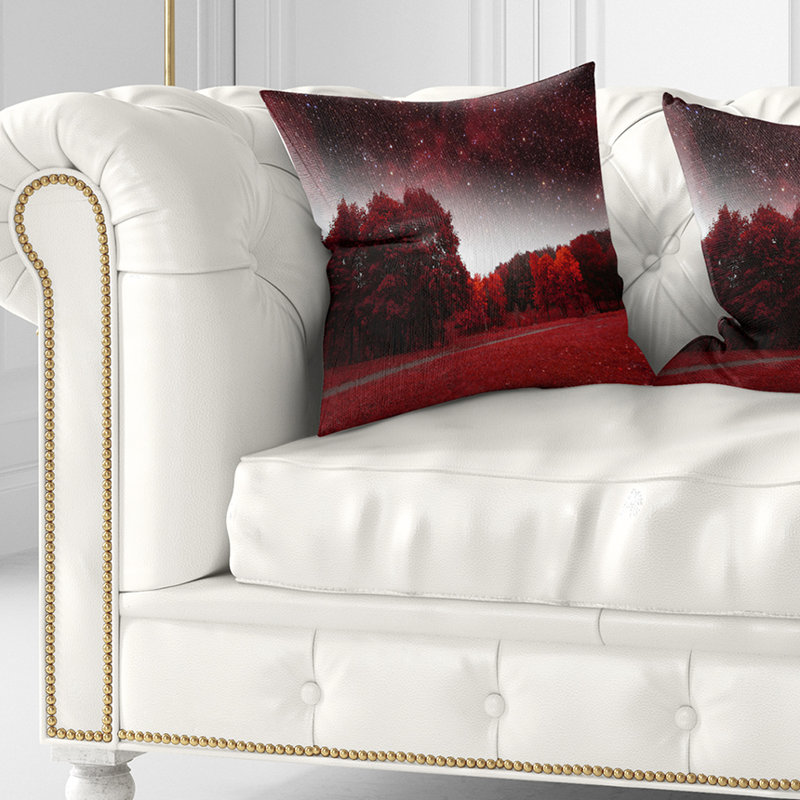 Coussin Mystical Red Spring Night - paysage, 16 po x 1 po, Coussin décoratif
