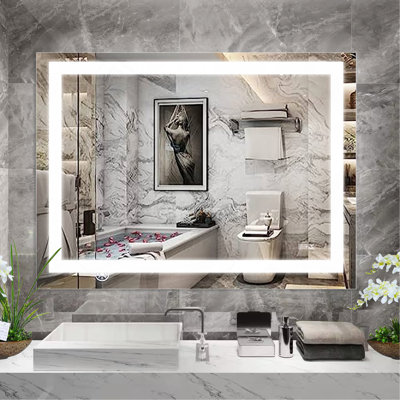 48" X 36" LED Bathroom Mirror with Anti-Fog and Touch Sensor – Modern Frameless Lighted Wall Mirror for Bathroom Vanity, Shower Room, or Dressing Area