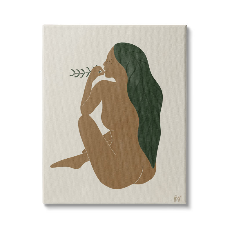 «Nude Woman Soft Sitting Pose Curved Body» par Birch & Ink - impression sur toile tendue, H 30 po x l 24 po, Toile tendue