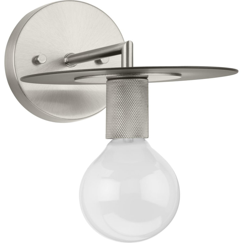 Steel Armed Sconce, Brushed Nickel