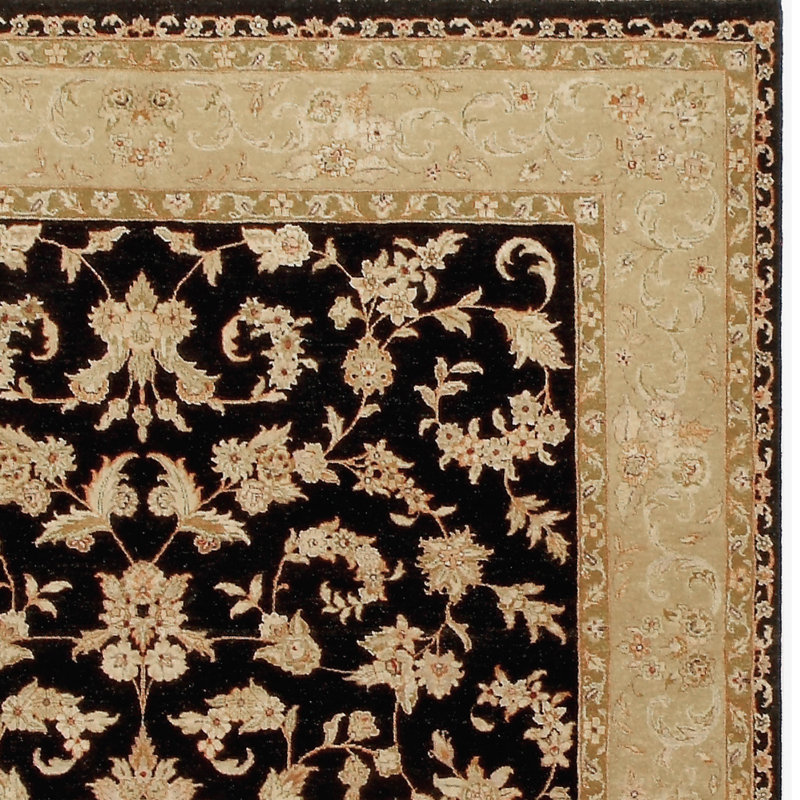 Hand Knotted Oriental Area Rug in Black/Beige, Rectangle 10' x 14'