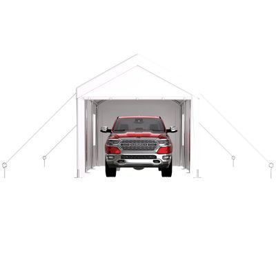 Heavy Duty Carport 10' X 20', Portable With 2 Doors And 4 Ventilated Windows, For Lawn Mowers, White & ,