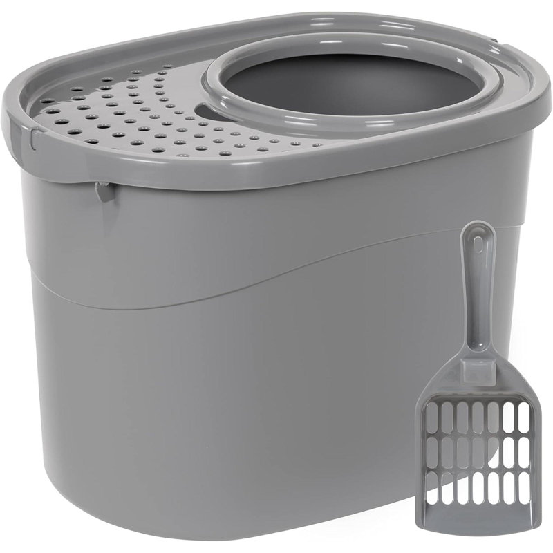 Cat Litter Box With Sides Top Entry Includes Scoop