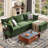 Merchelle 103' Wide Reversible Modern Modular Sectional Sofa With Storage Ottoman -Premium Chenille Fabric-832001663