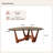 43" Abstract Triangle Glass Coffee Table with Sculptural Red Walnut Base, Limited Stock Available-568952863-568952835