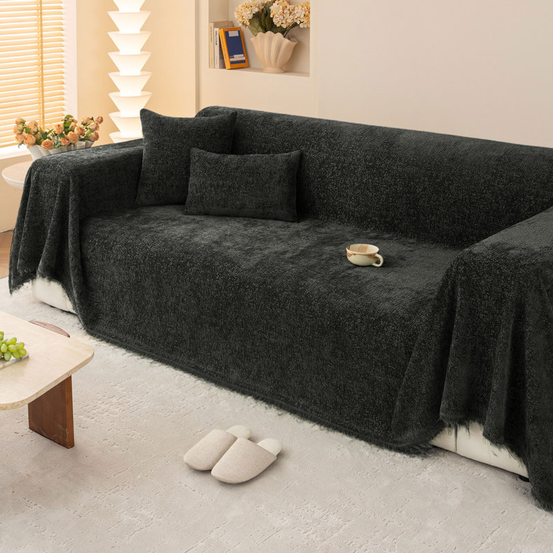 Housse pour canapé Elegant Nordic Chenille, H 71 po x l 150 po, Noir