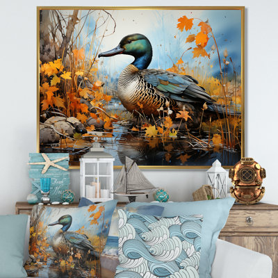 Baroque Blue Duck Elegance IV - Duck Animal Wall Art
