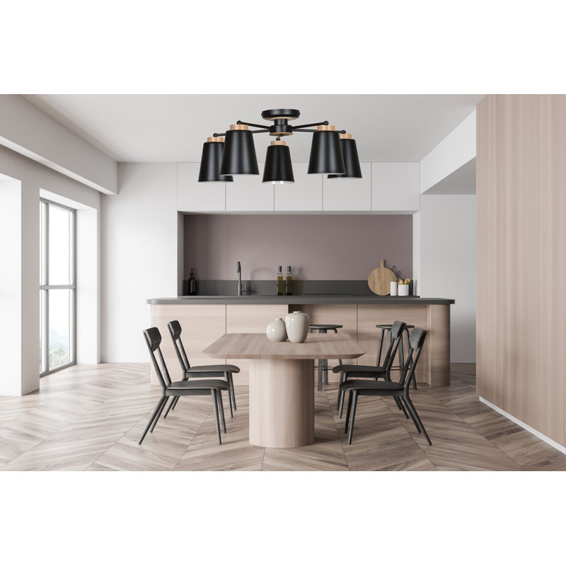 Neville Semi Flush Mount, Black