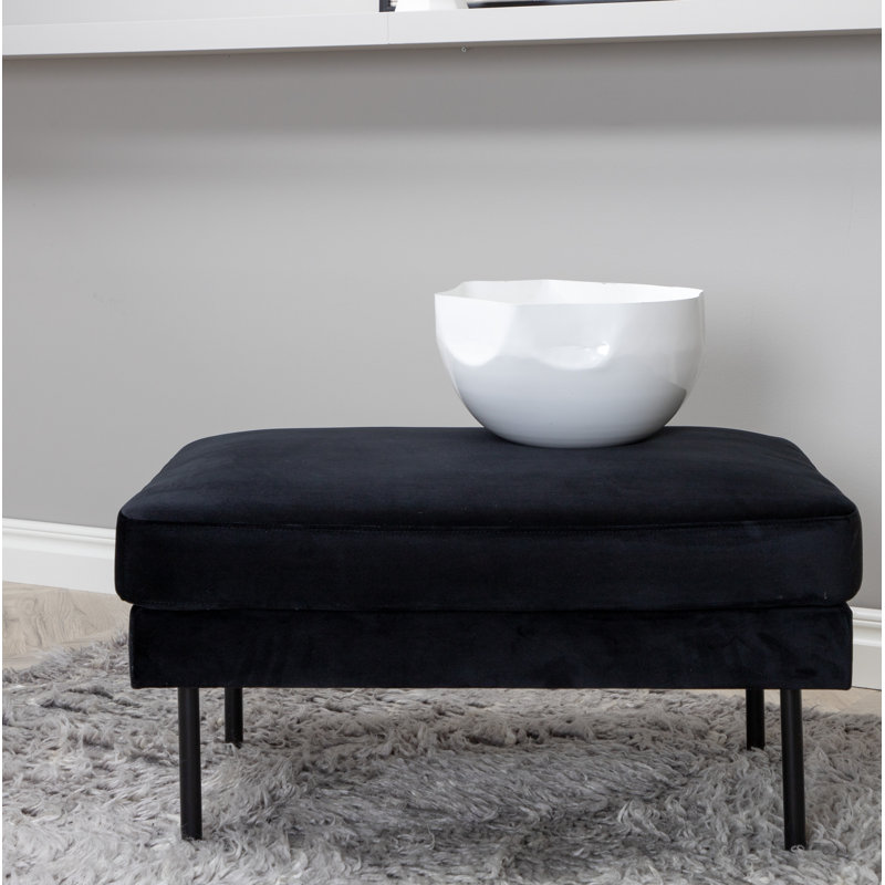 Dareon 64cm Wide Velvet Rectangle Ottoman, Black