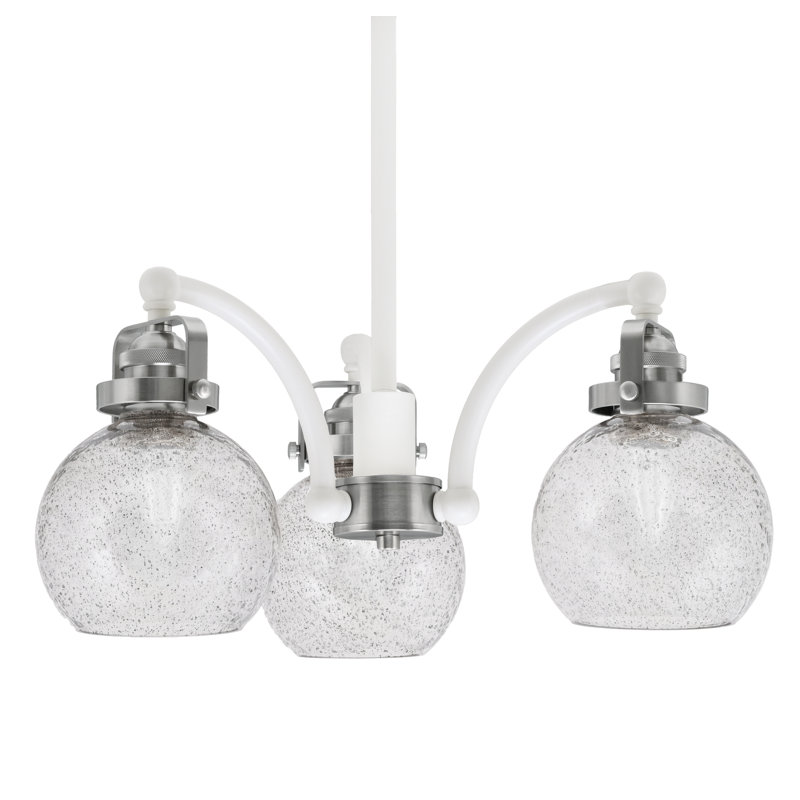 Lustre 3 lumières Easton avec verre fumé 5,75 "Easton, Blanc / nickel brossé