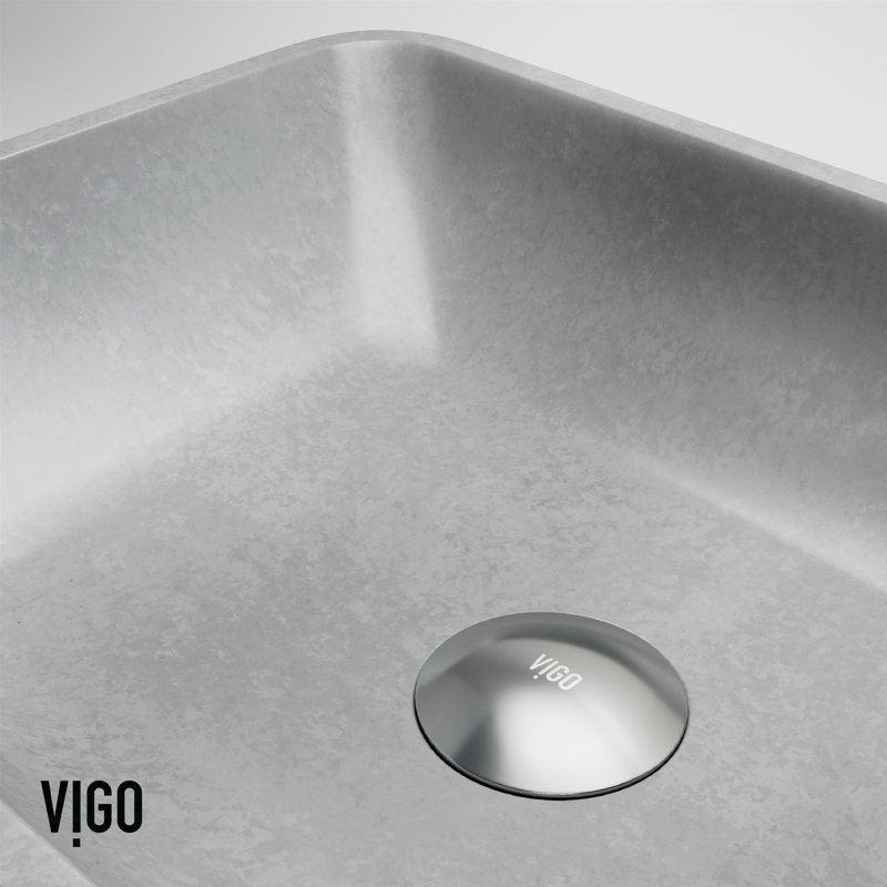 Duomo Gothic 18" L x 13" W x 4" H Gray Handmade Rectangular Vessel Bathroom Sink