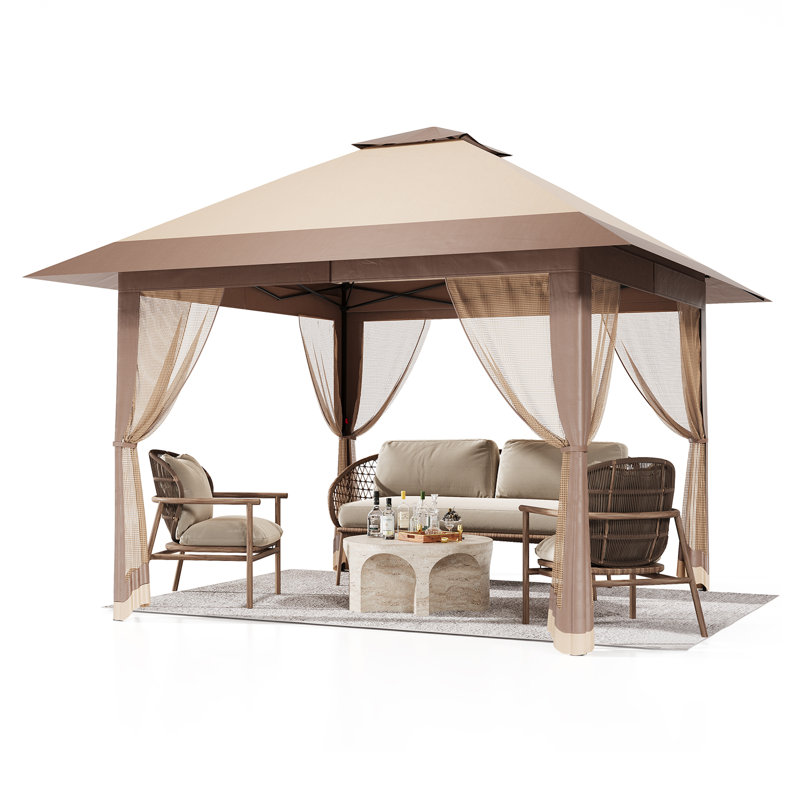 13x13 ft   with Mosquito Netting. One Push Instant Setup Canopy Tent. Adjustable Height Waterproof UV Resistant Outdoor Shelter with Sandbags for Garden. BBQ. Camping