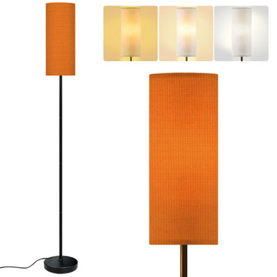  68.5" Standing Floor Lamp Orange fabric Dimmable Metal Pole Lamp with Linen Lampshade LED Bulb Included