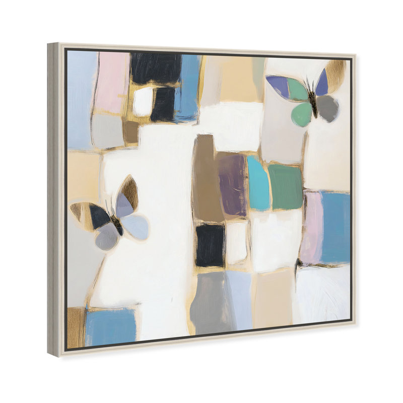 Bejewelled Butterflies Canvas Abstract Print by Oliver Gal, Black Frame, 12 x 12, 25"H x 25"W, Silver Frame