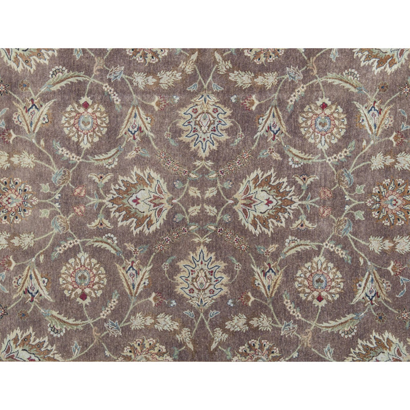 Tapis brun et ivoire de haute qualité noué à la main