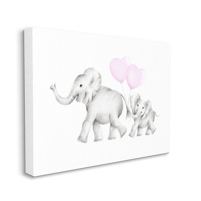 Maman et bébé éléphants par Studio Q - impression, L 36 po x H 48 po, Plaque murale
