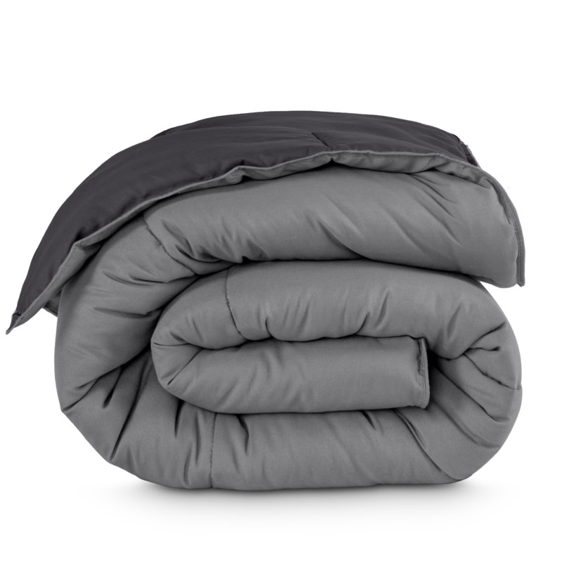 Édredon réversible en microfibre ultra douce de qualité supérieure, Édredon simple/simple TG, Gris / gris fer forgé