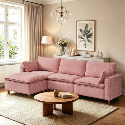 Modular L-Shaped Sectional Sofa with Movable Ottoman
