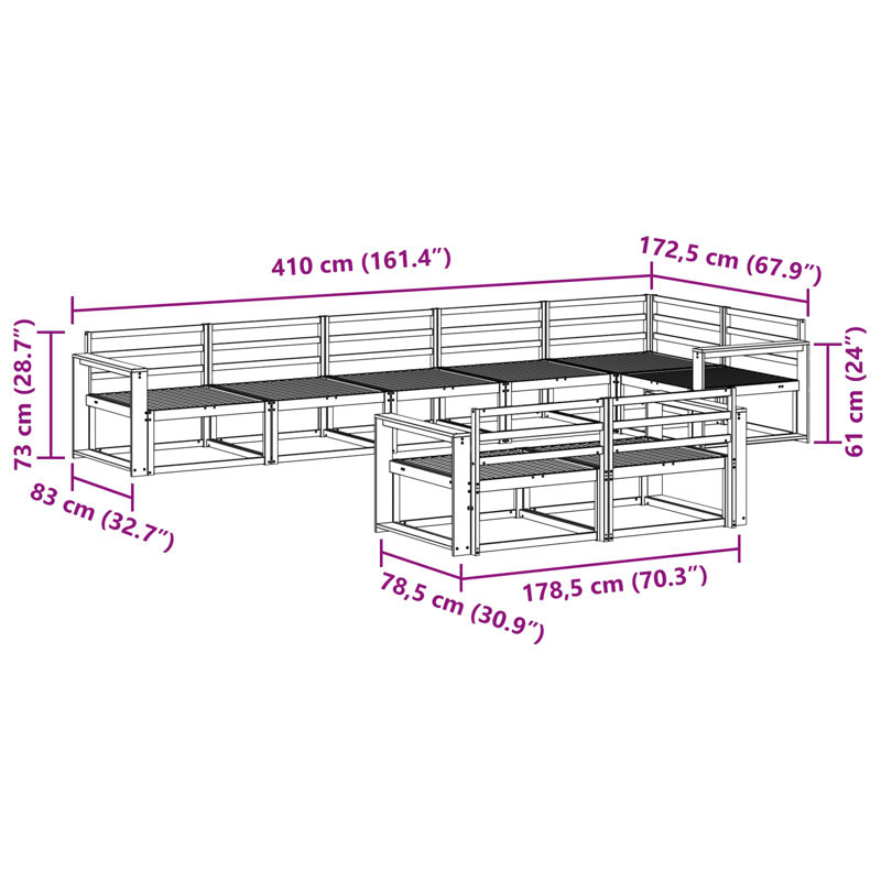 410cm Wide Patio Sectional Set