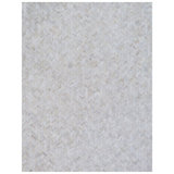 Mosaic Leather Cowhide Chevron Area Rug in Ivory