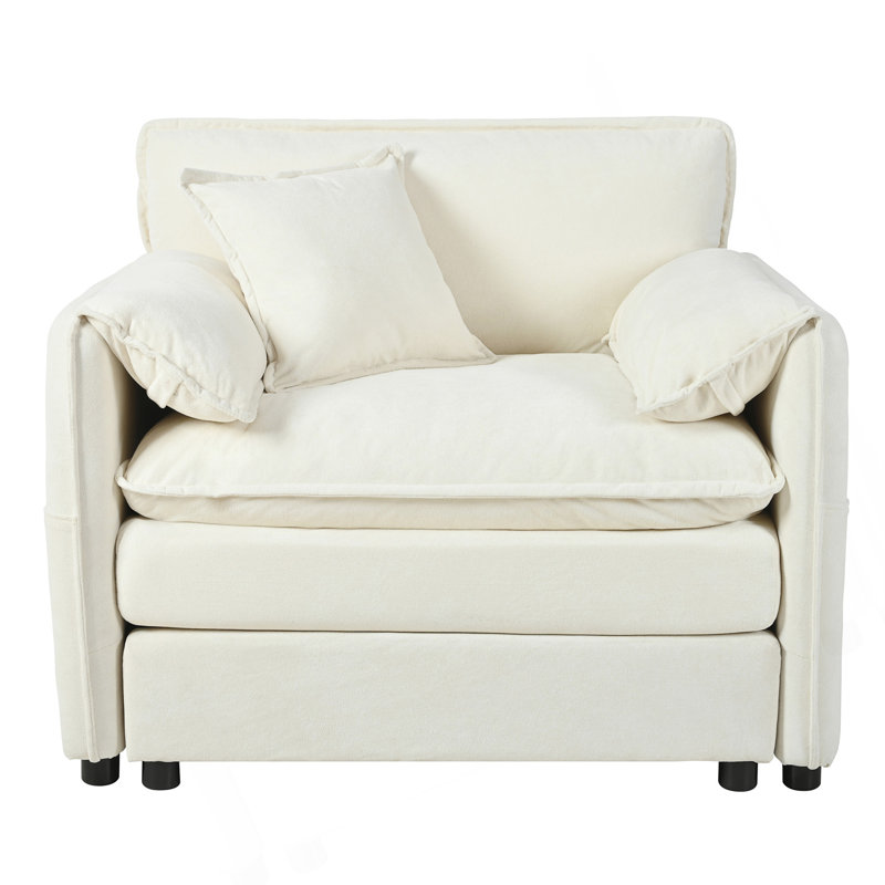 Fauteuil 41,73 "avec 1 coussin décoratif et fauteuil de lecture moderne, Beige, Non