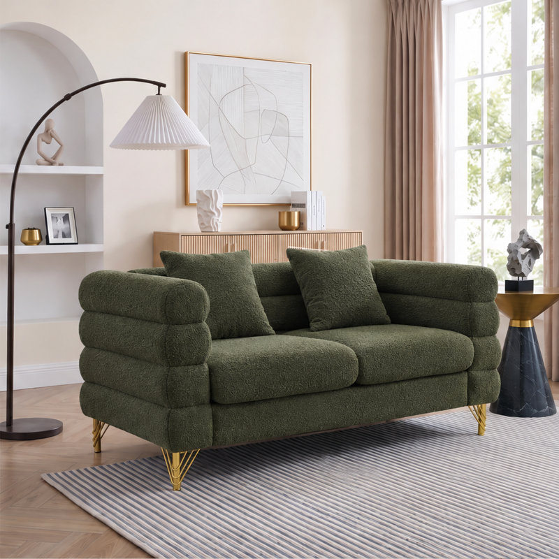 Upholstered 60 " Teddy Sofa, Green Teddy