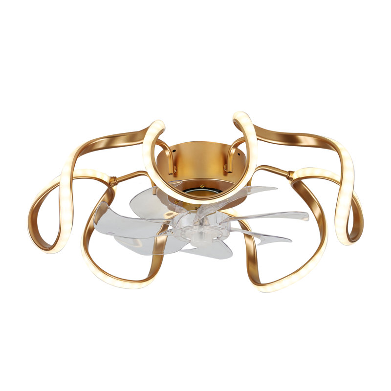 Gelasias Dimmable Ceiling Fan with LED Lights and Remote, Gold