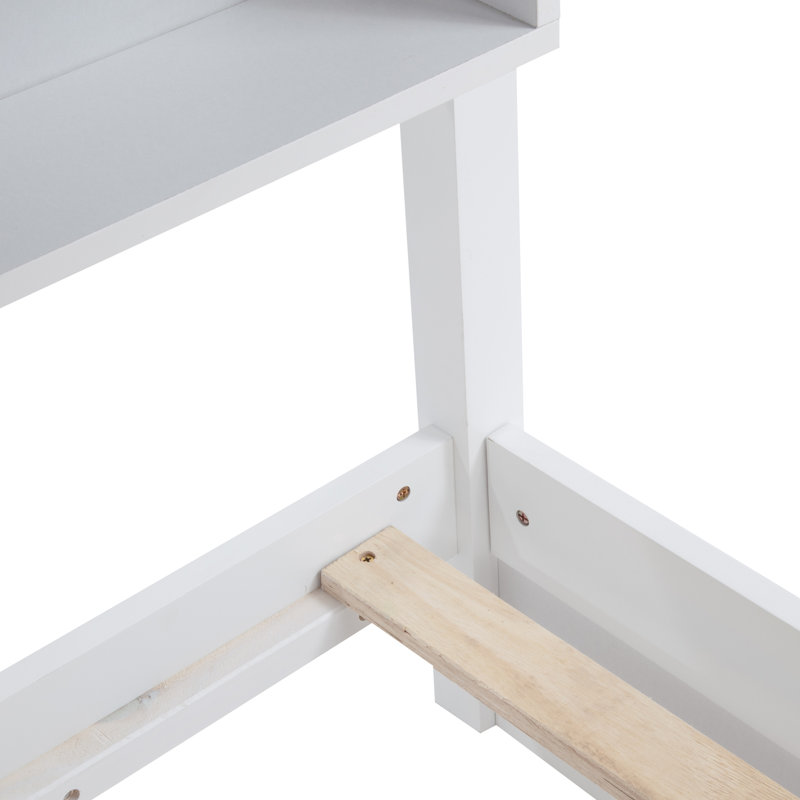 Lit superposé grand au-dessus de grand avec tablettes de rangement Kelment | Ports de chargement USB, conception peu encombrante pour chambre à coucher et dortoir