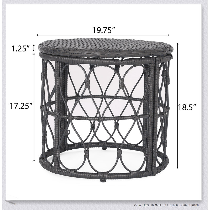 Table d'appoint en osier avec rotin en polyéthylène durable Bruce