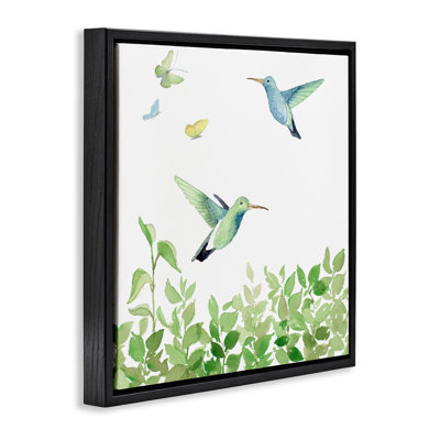 "Spring Hummingbirds Scene", art mural encadré par Lanie Loreth