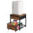 Mini Fridge Stand With Storage, Mini Fridge Cabinet With Fabric Drawer, Beverage Refrigerator Table, With Mobile Basket Cart, Rustic Brown And Black