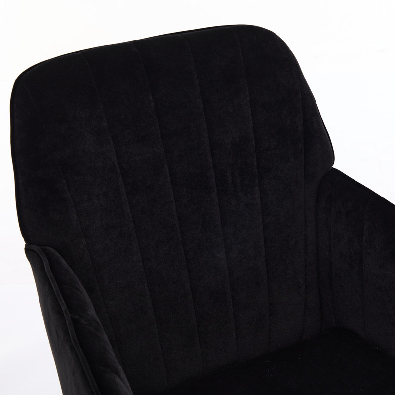Fauteuil de bureau Ty avec velours noir ergonomique, confortable, base dorée, réglable pour une utilisation à domicile. Siège ergonomique et confortable, base
