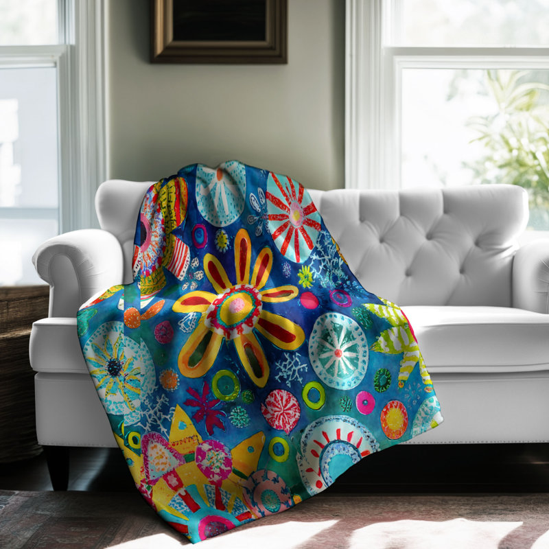 Vibrant Ice Vortex Throw Blanket, 60" W x 80" L