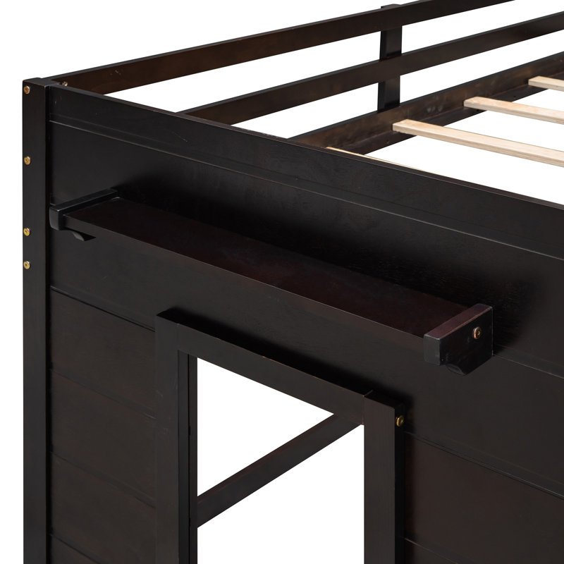 Lit mezzanine simple avec armoire et tablette, Espresso