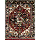 Red Hand-Knotted Wool Floral Medallion Border Classic Traditional Modern Contemporary Carpet Rug