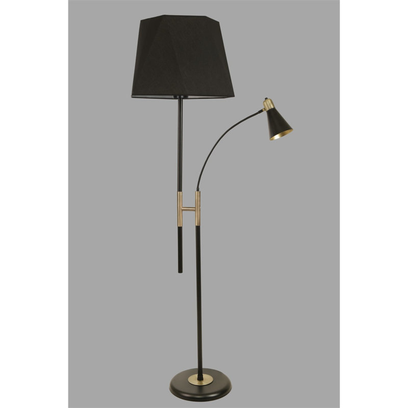 Raymer 165cm Torchiere Floor Lamp, Black, Black