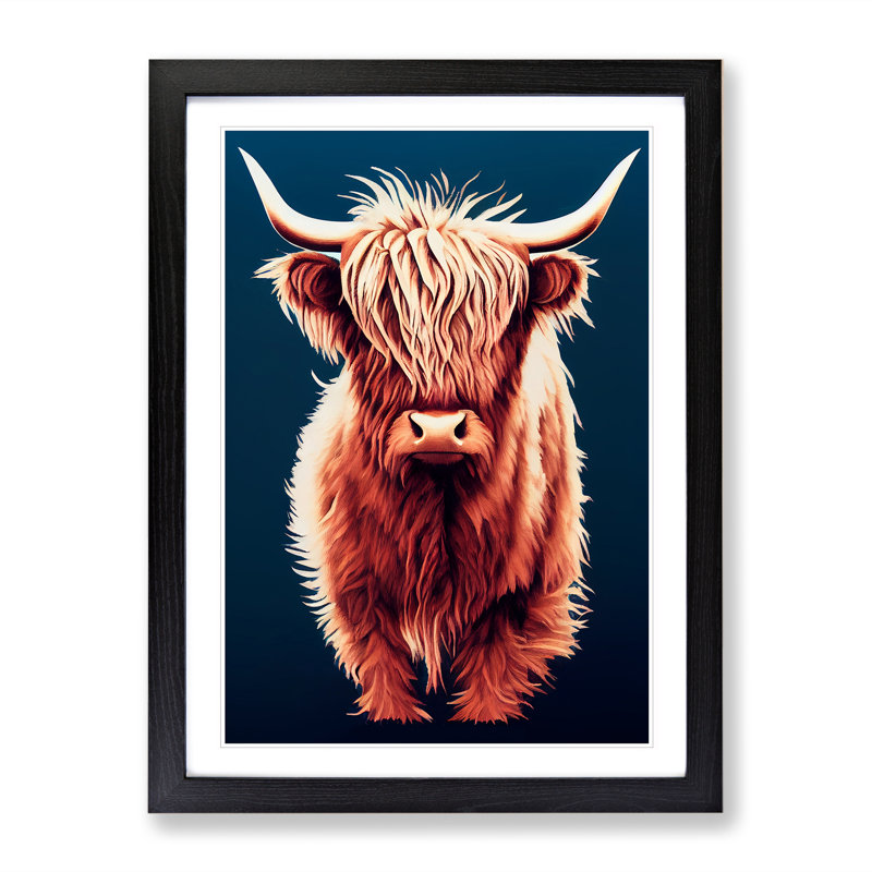 XV1022-4351X Superb Highland Cow - Single Picture Frame Painting, Black, 64cm H x 46cm W x 2cm D