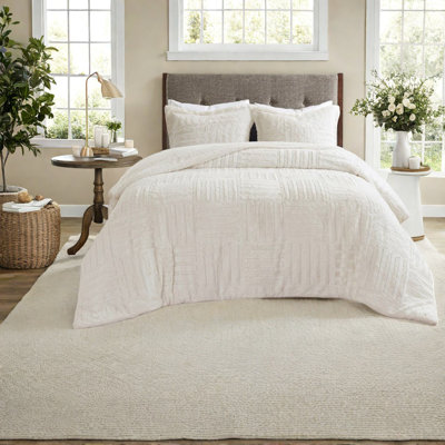 Ensembles de literie en fausse fourrure de qualité supérieure, édredon ivoire avec rembourrage hypoallergénique pour chambre à coucher moderne