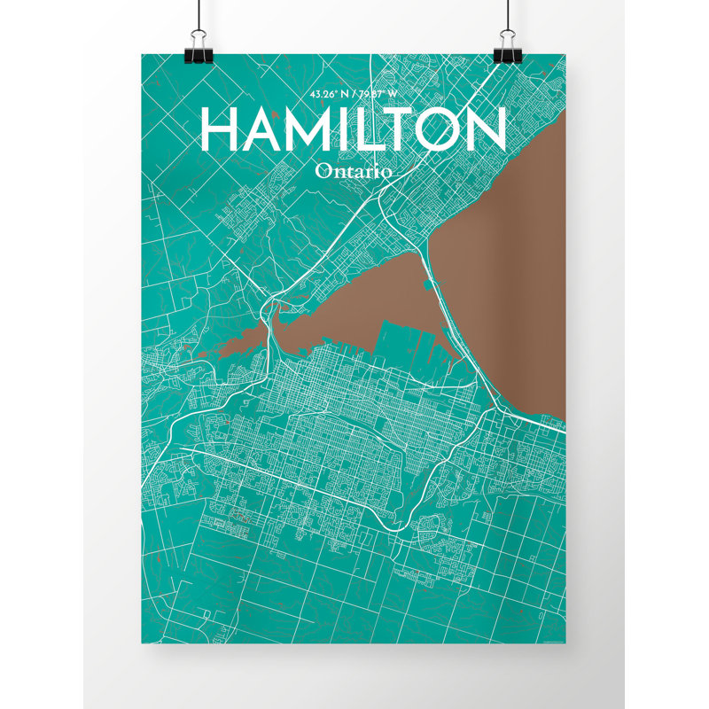 Hamilton City Map - No Frame Print, 43 cm H x 28 cm W