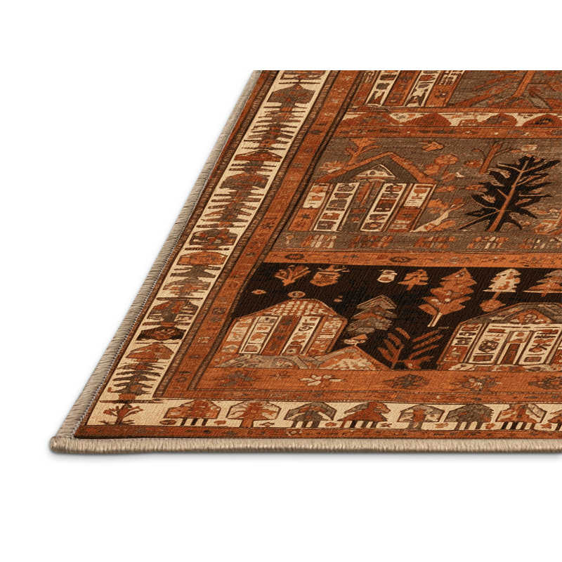 Tapis brun turc lavable à la machine, Rectangle 6 pi x 9 pi